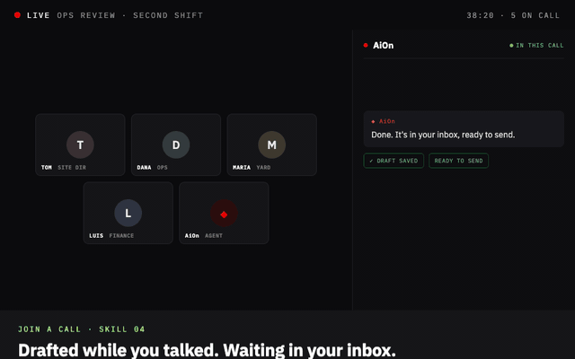 AiOn drafting a follow-up email and dropping it in the inbox, ready to send.