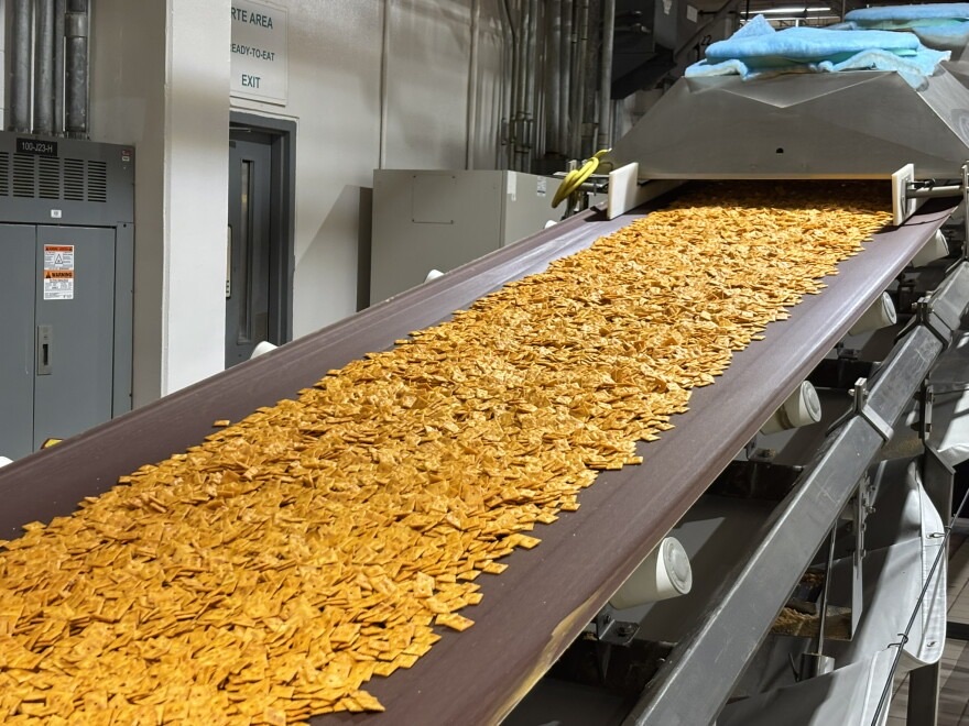 A snack production line in a factory