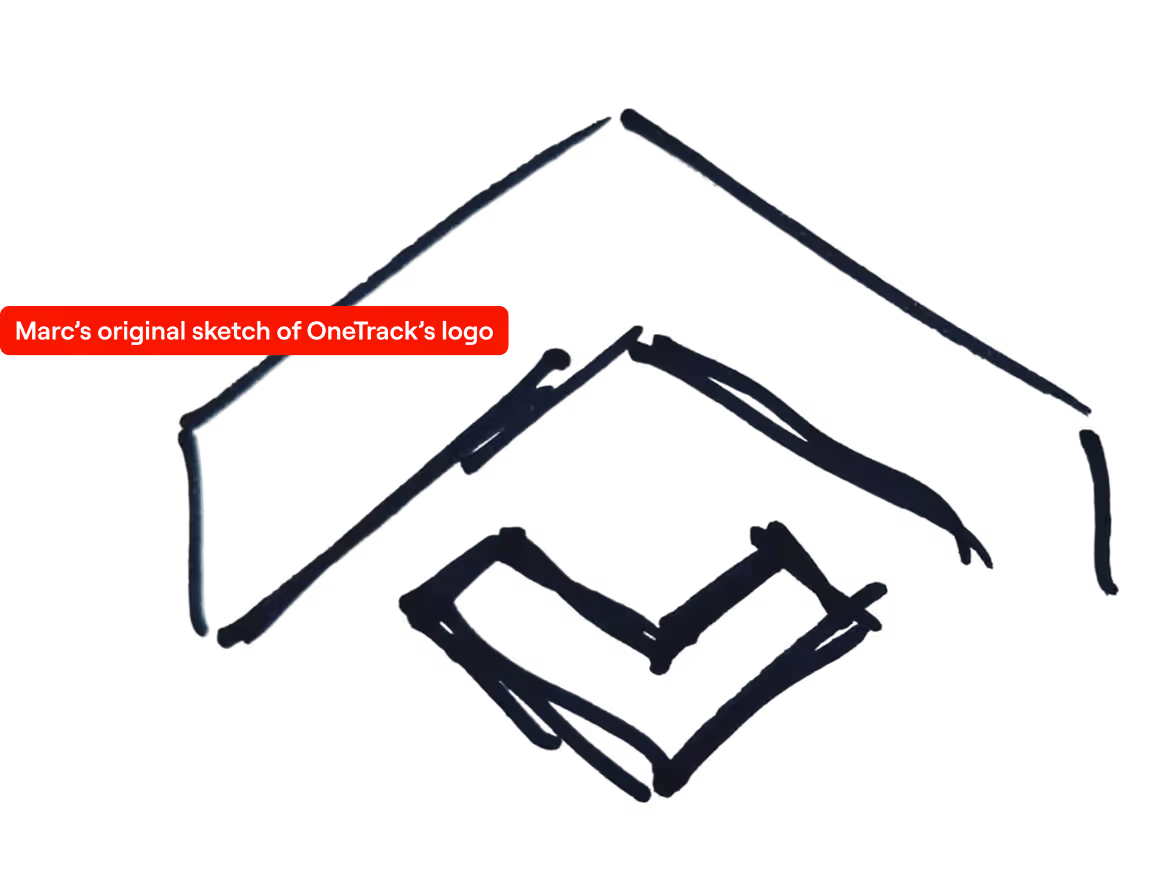 Marc's original sketch of OneTrack's logo