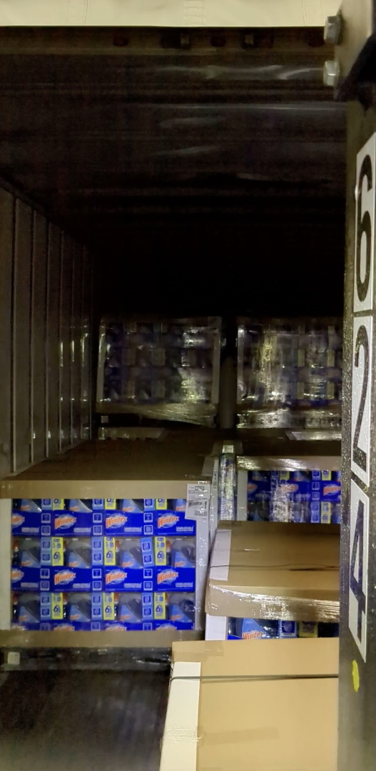 Trailer camera showing loaded pallets